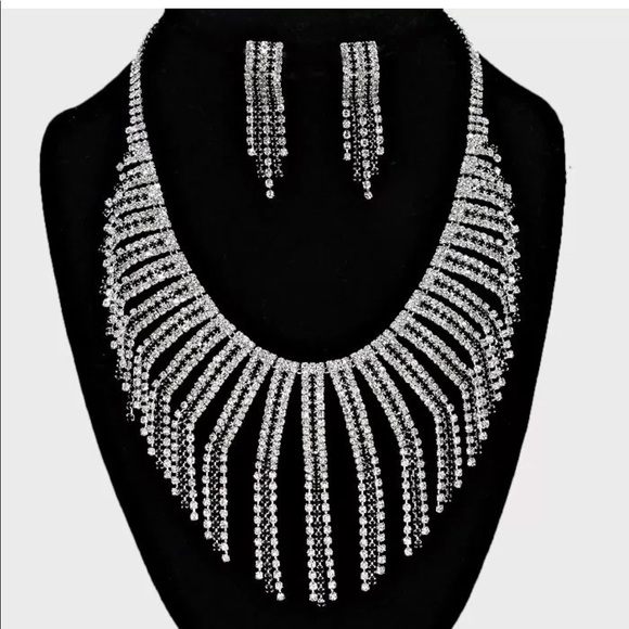 Jewelry - Crystal Rhinestone Fringe Statement Necklace